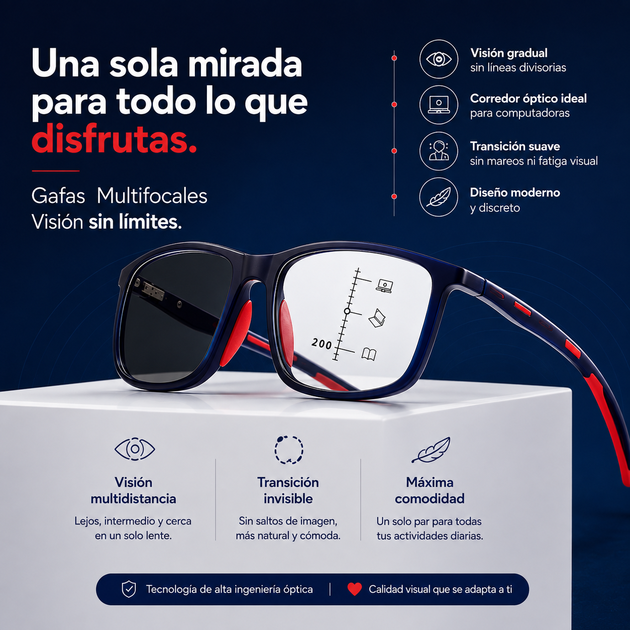 Gafas Multifocales - Enfoca Cerca/Lejos al mismo tiempo