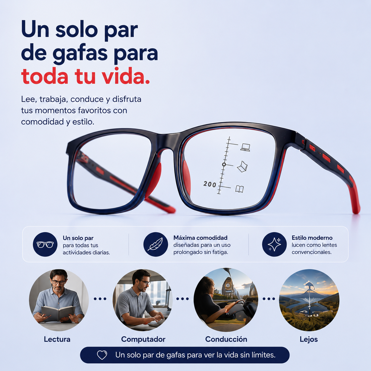 Gafas Multifocales - Enfoca Cerca/Lejos al mismo tiempo